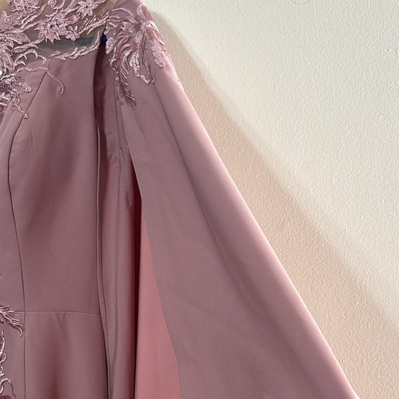 Mauve One-Shoulder Embroidered Evening Dress - Picture 9 of 12